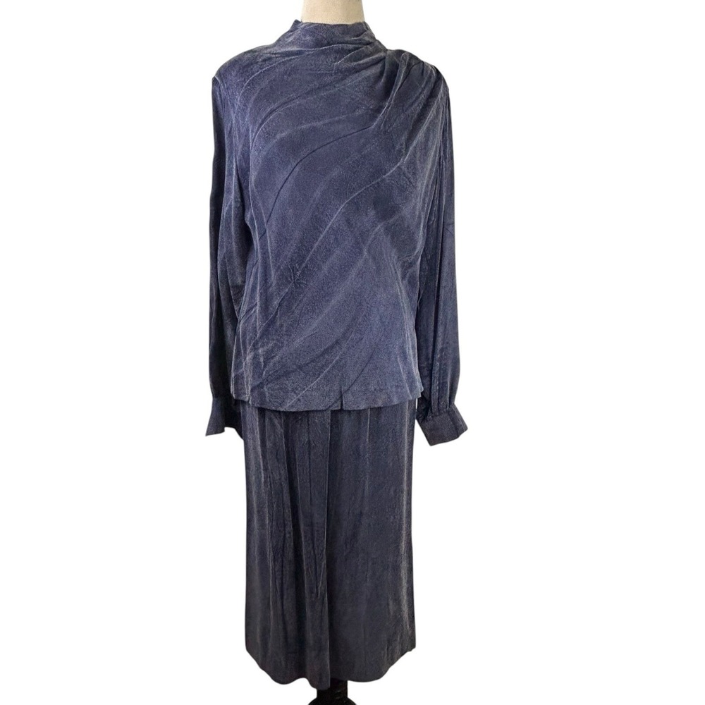 NIKOS Small SKIRT TOP DRESS SET Blue Vintage Boho Artsy Lagenlook Indie
